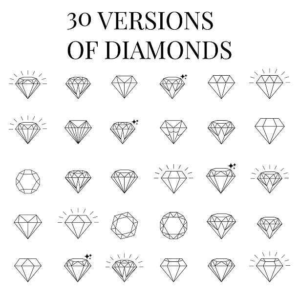 ilustrações, clipart, desenhos animados e ícones de diamond conjunto de ícones do design - jewelry white background diamond gift