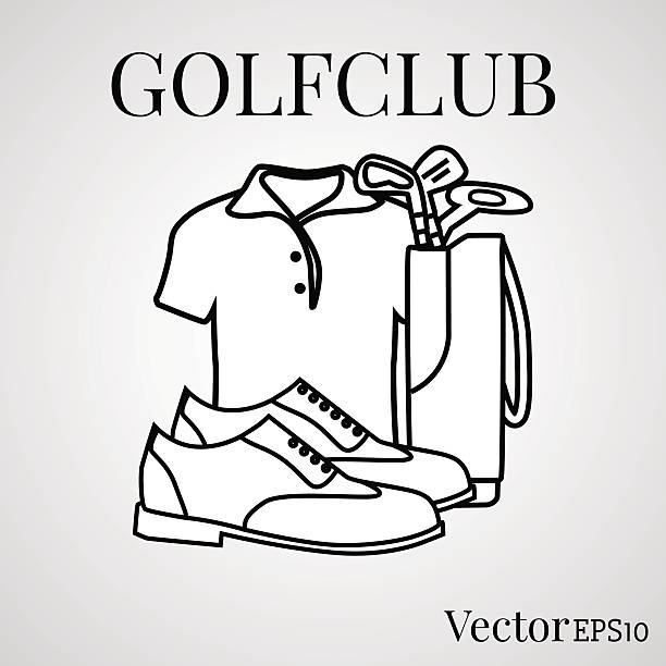 ilustrações de stock, clip art, desenhos animados e ícones de conjunto de clube de golfe de logótipos - symbol computer icon icon set monochrome