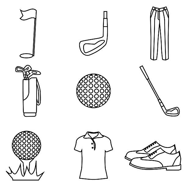 ilustrações de stock, clip art, desenhos animados e ícones de conjunto de clube de golfe de logótipos - symbol computer icon icon set monochrome