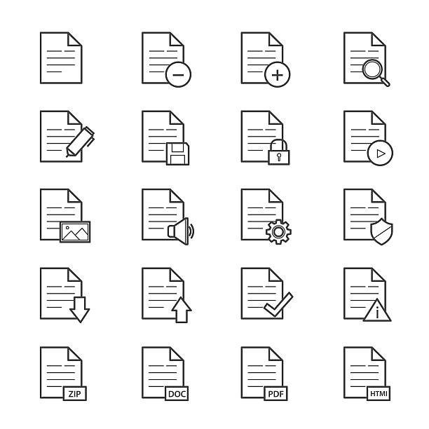 ilustrações, clipart, desenhos animados e ícones de documento ícones da linha - symbol computer icon ring binder file