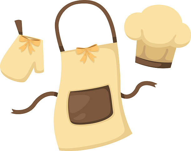 ilustrações, clipart, desenhos animados e ícones de luva de cozinha e acesso e chapéu de chef - personal accessory apron bakery cake