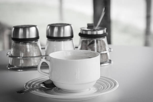 istock Dirty cup of coffee  on table. 485108084