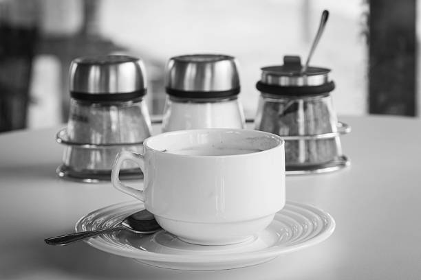 istock Dirty cup of coffee  on table. 485108090