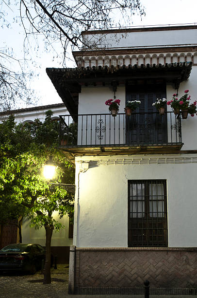 Typical house in Santa Cruz district, Seville stock photo