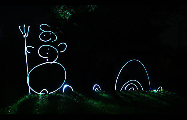 istock Snowman from light. Waiting for Christmas and New Year 485110422