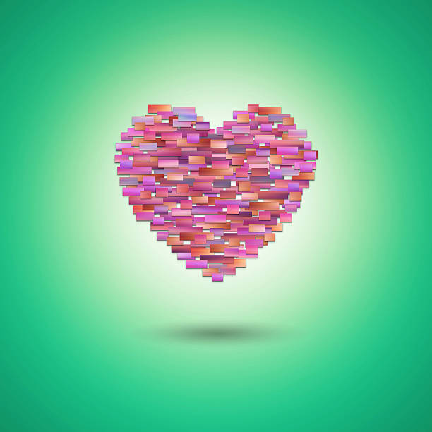 beautiful abstract heart shape polygon on orange vintage background