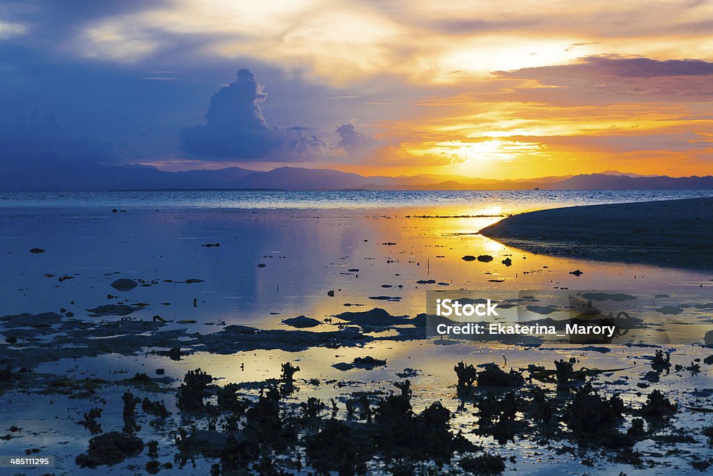 sunset  tropical sea beautiful sunset sea on the Philippine island Atmospheric Mood Stock Photo