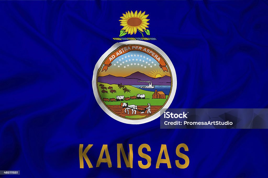 Waving Kansas State Flag Flag Stock Photo