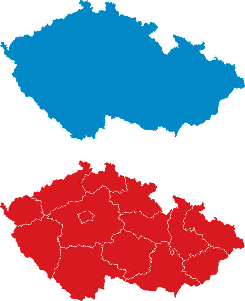 Regions of the Czech Republic Map of regions of the Czech Republic. Shapes of Czech Republic and it's regions. Properly named in layers panel, in alphabetical order. Easy to find and edit. regions stock illustrations