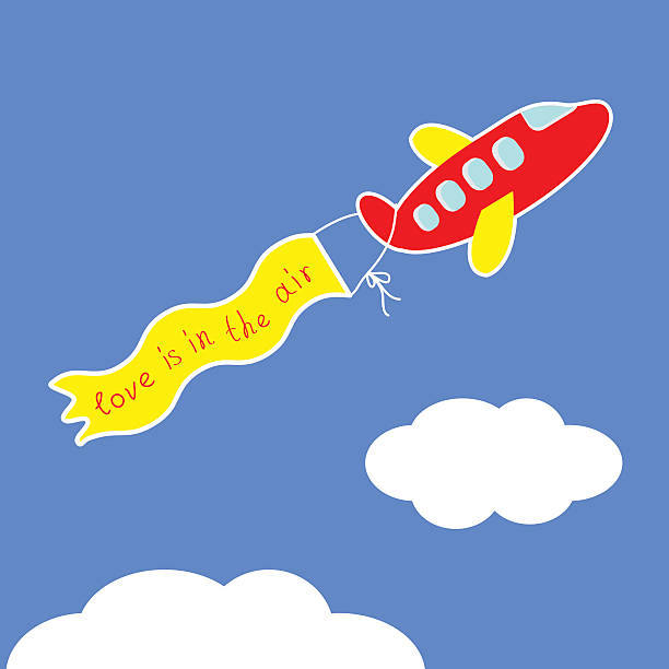 istock Plane Ribbon with words Love is in the air Flat 485112238