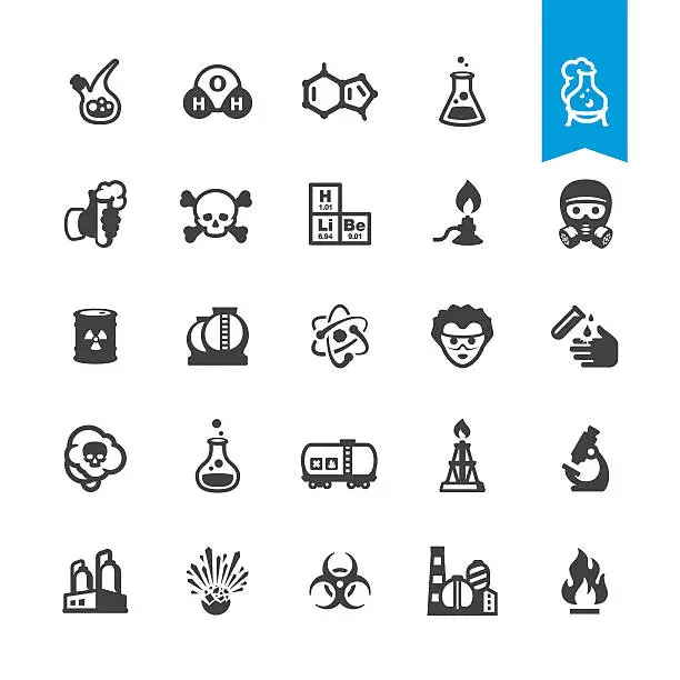 Vector illustration of Chemical industry and Laboratory related vector icons