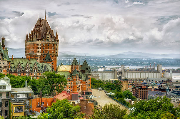 Chateau Frontenac in Quebec city, Canada Chateau Frontenac in Quebec city, Canada. Cloudy summer day. chateau frontenac hotel stock pictures, royalty-free photos & images
