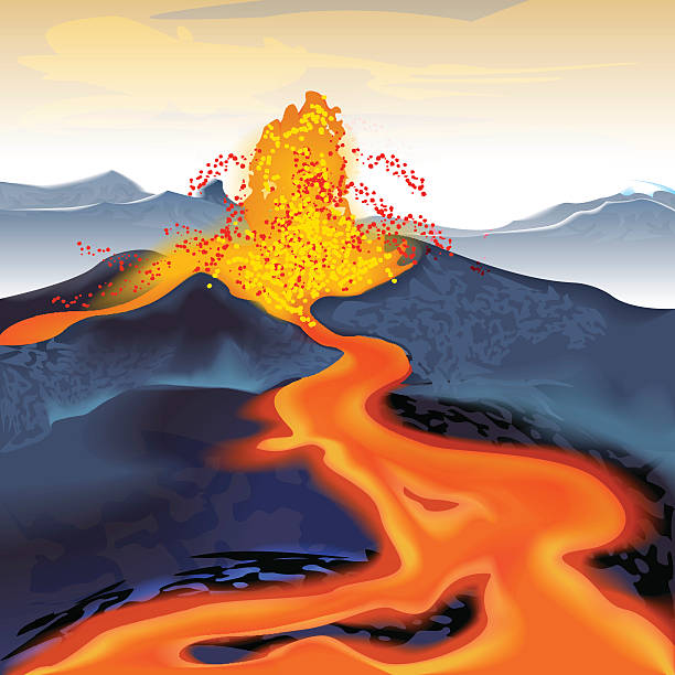 вулкан - вулканология stock illustrations