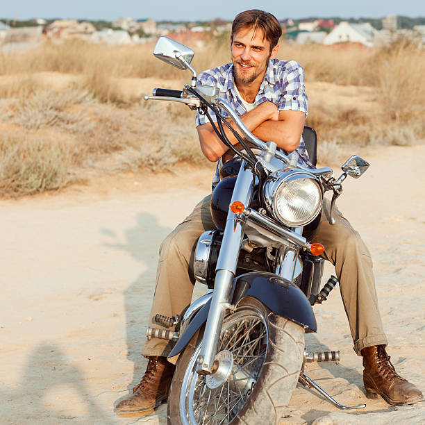 istock Man is sitting  the bike. 485113709