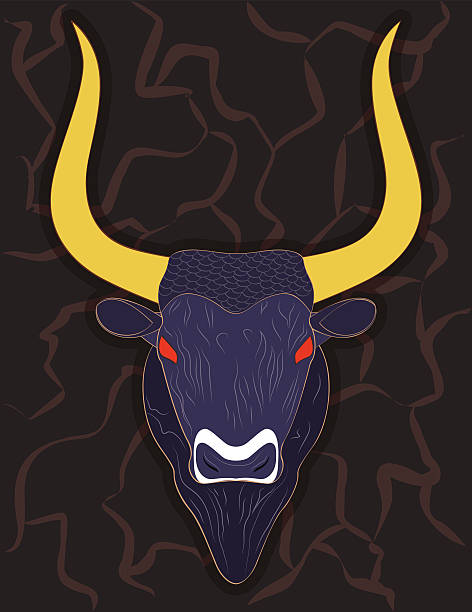 Head of Minoan Bull vector art illustration