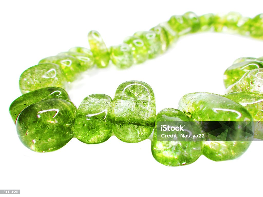 peridote gemstone beads necklace jewelery olivine gemstone beads isolated on white background Arts Culture and Entertainment Stock Photo