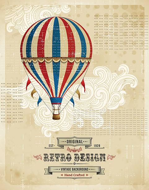 heißluftballon vintage-hintergrund - hot air balloon illustrations stock-grafiken, -clipart, -cartoons und -symbole