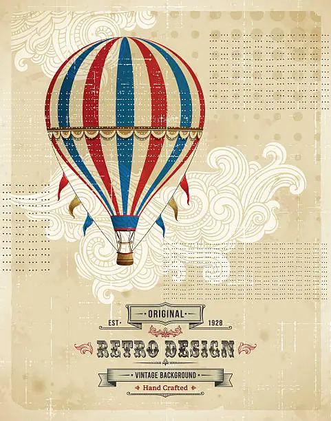 Vector illustration of Hot Air Balloon Vintage Background
