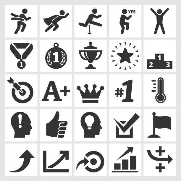 Vector illustration of Success & Achievement Black and White royalty free vector arts