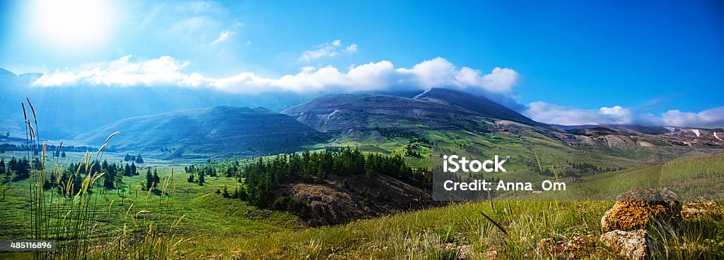 Mountain landscape Photo of beautiful mountain landscape, natural background, blue sky with bright sun light, fresh air, green pasture valley in Lebanon mountains, scenic place, traveling and active vacation concept Lebanon - Country Stock Photo