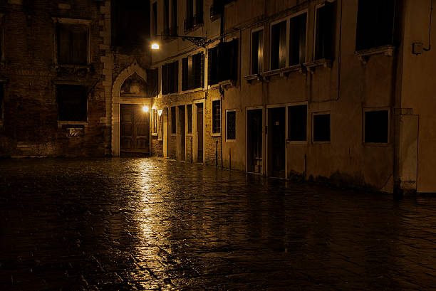 Square in Venice after Dark stock photo