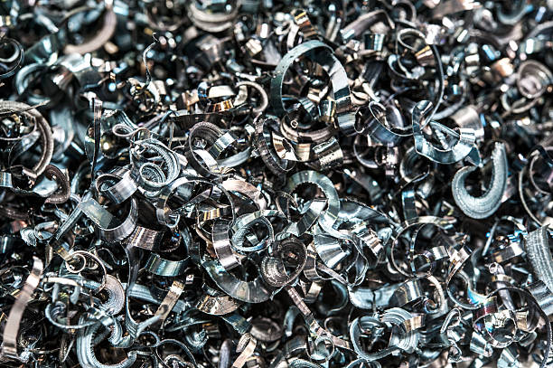 detalhe torcido em espiral de aço resíduos. indústria de perfuração - scrap metal part of metal recycling - fotografias e filmes do acervo