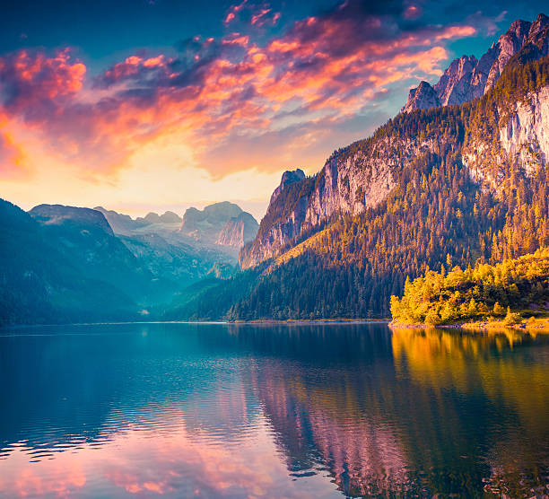 istock colorful summer sunrise on the Vorderer Gosausee lake 485119092