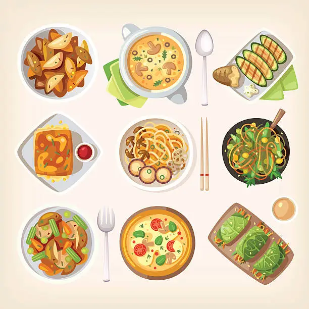 Vector illustration of Meatless vegetarian cuisine