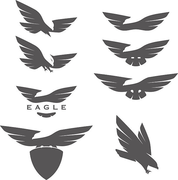 ilustraciones, imágenes clip art, dibujos animados e iconos de stock de juego de espacio negativo emblems con eagles - eagles