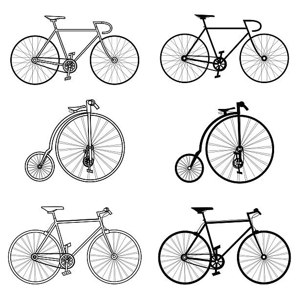illustrations, cliparts, dessins animés et icônes de icônes de bicyclette - silhouette one finger sports equipment recreational pursuit