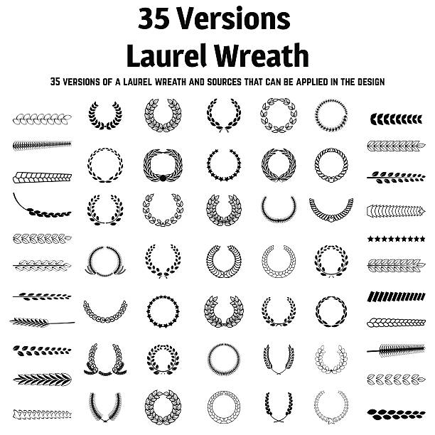 венок набор - coat of arms wreath laurel wreath symbol stock illustrations