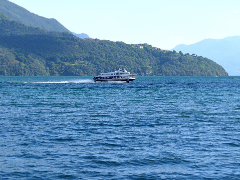 Hydrofoil on Italian lake at high speed