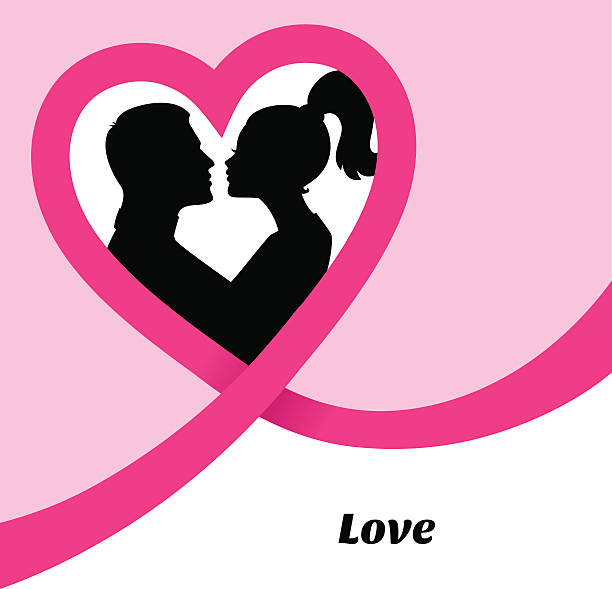 ilustrações, clipart, desenhos animados e ícones de imagem da silhueta de beijar o casal - love husband kissing illustration and painting