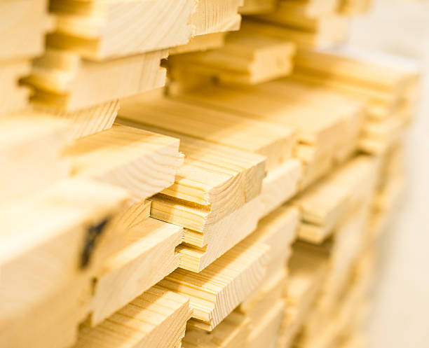 istock Stack of new wooden planks 485131250