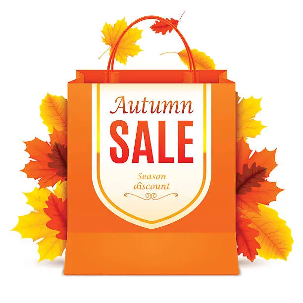 Vector illustration of Autumn Sale Shopping Bag