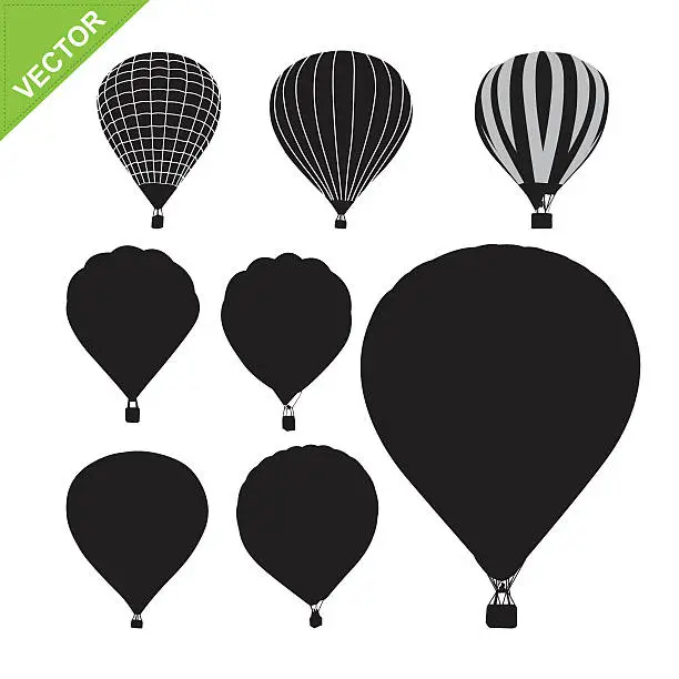 Vector illustration of Hot air balloon silhouettes vector