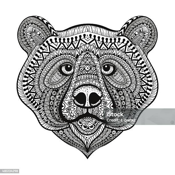 Bear Face Hand Drawn Doodle Vector Illustrat Stock Illustration - Download Image Now - Indigenous Culture, Art, Bear