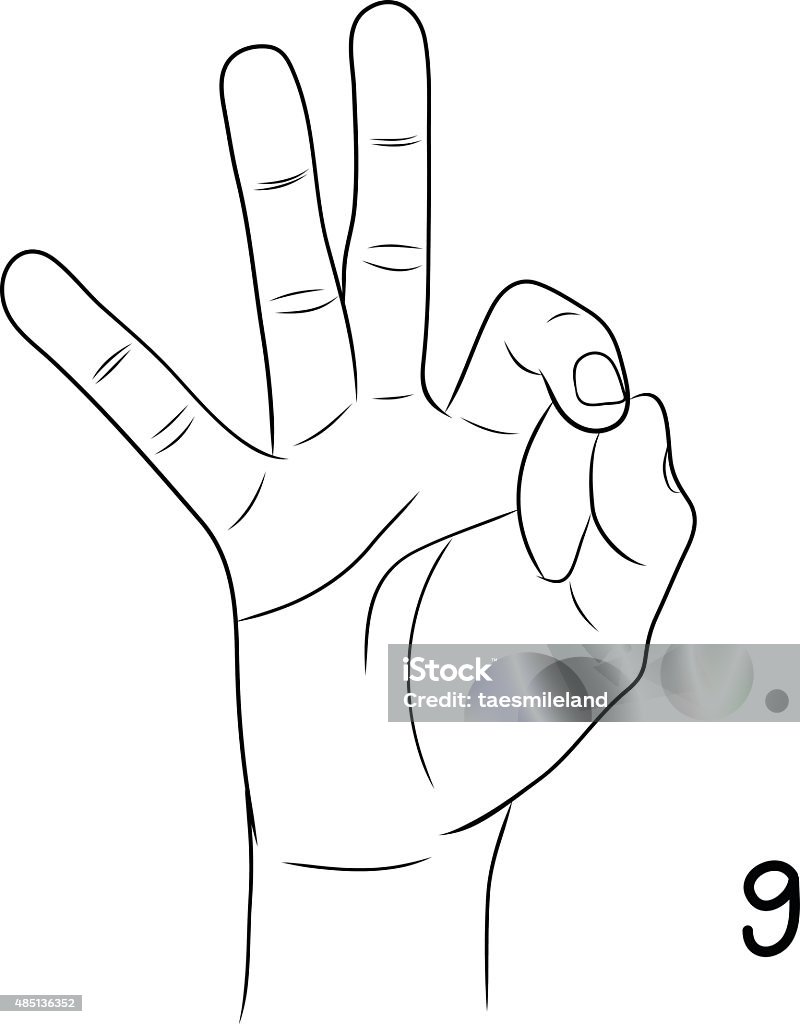 Nine Sign Sign Language Number 9 Stock Illustration - Download Image Now - 2015 ...