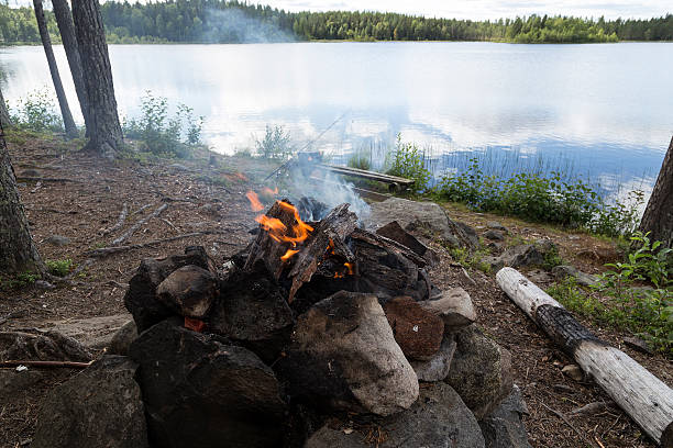 istock Fire in front of the lake 485138678