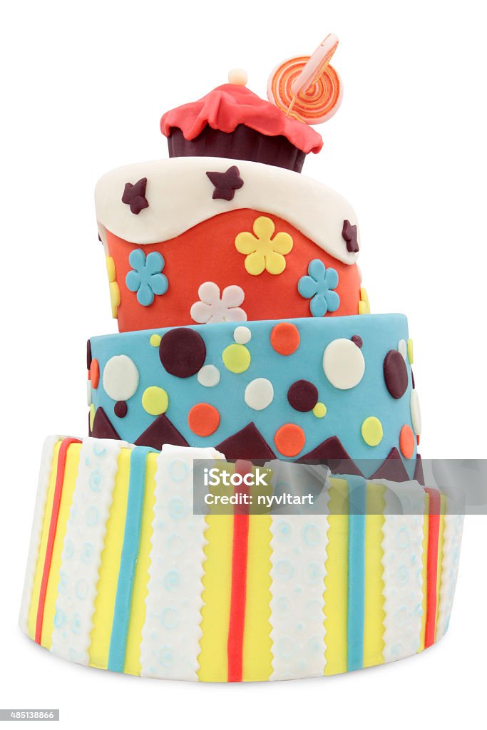 crazy cake crazy cake decorated with fondant - isolated on white background Cake Stock Photo