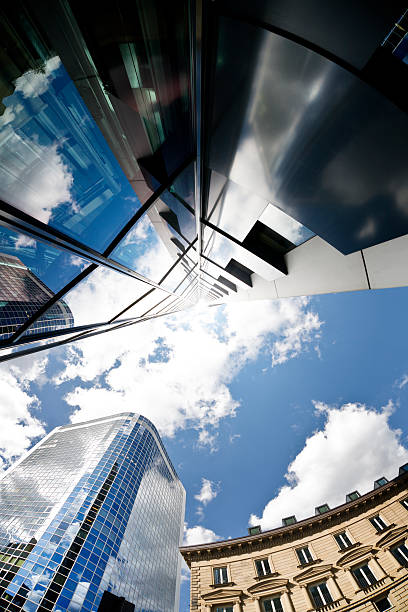 istock Financial district Frankfurt, fish-eye lens 485140282