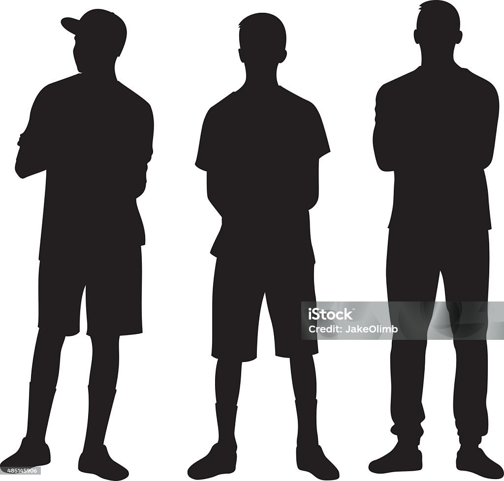 Teenagers Standing Around Silhouette - Royaltyfri Silhuett vektorgrafik