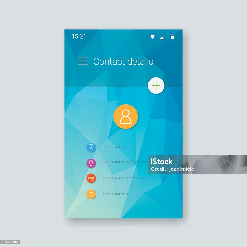 Contact Interface Design Material Design User Interface Contacts Application Screen Low Poly ...