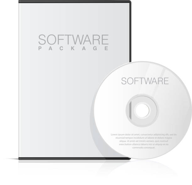 현실적일 케이스별 dvd 또는 cd 디스크 - computer software box cd packaging stock illustrations