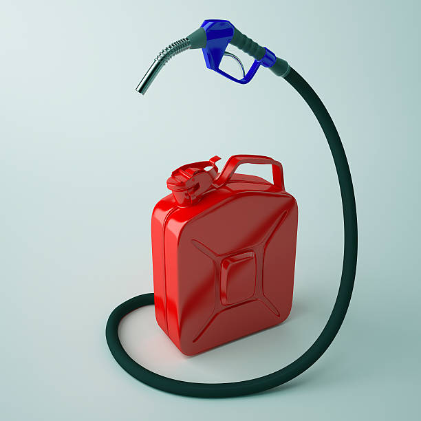 istock Pump nozzles with red canister. 485150936