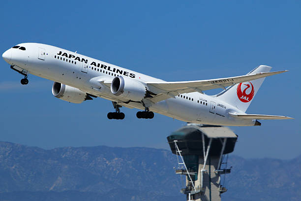 Japan Airlines Boeing 787 at Los Angeles International Airport stock photo