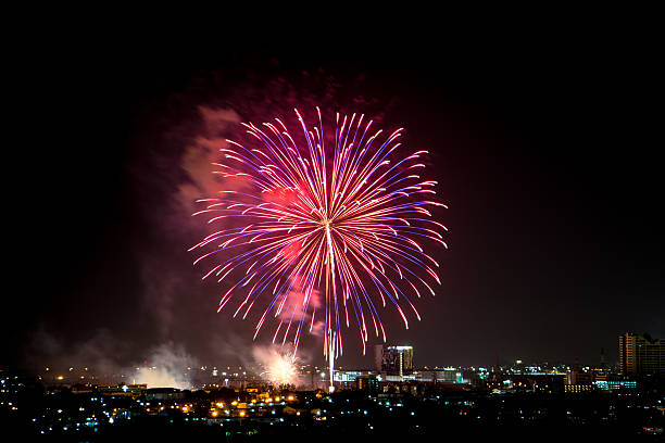 istock Colorful fireworks explosion in the dark sky 485154882