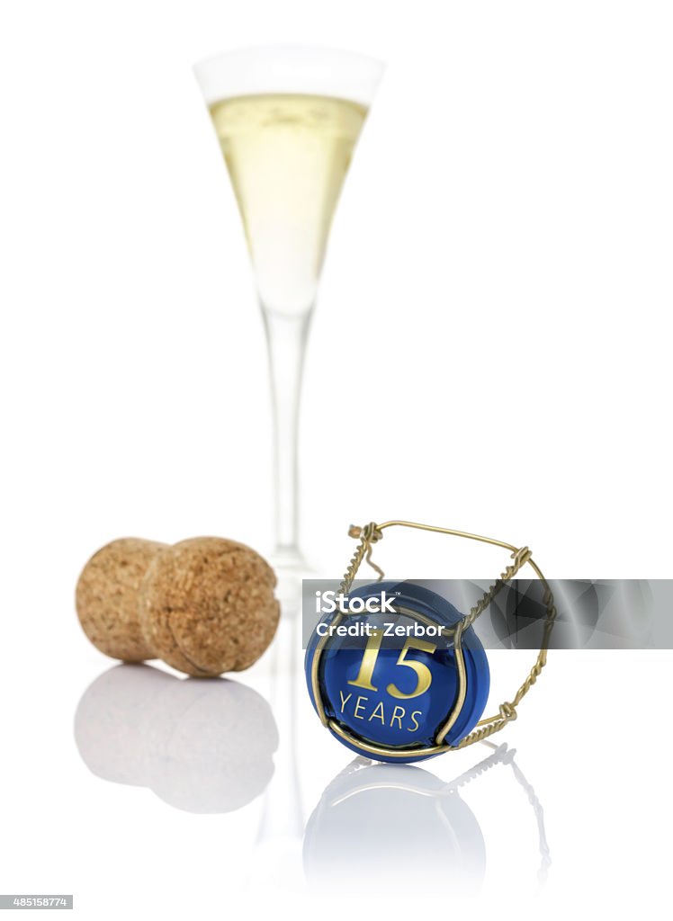Champagne cap with the inscription 15 years Anniversary Stock Photo