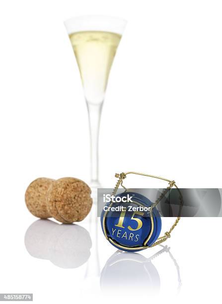 Champagne Cap With The Inscription 15 Years Stock Photo - Download Image Now - Anniversary, 2015, Birthday