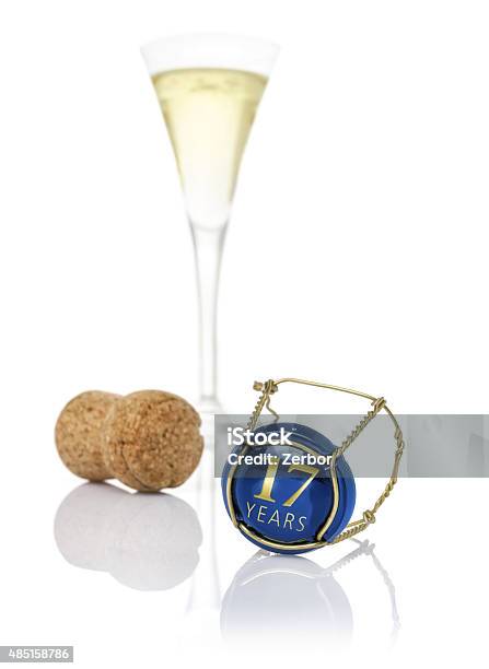 Champagne Cap With The Inscription 17 Years Stock Photo - Download Image Now - 16-17 Years, 2015, Anniversary